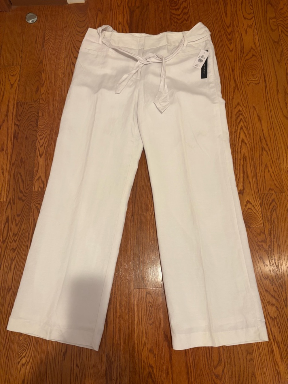 Counterparts White Wide Leg Pants with Tie Waist, Size 16